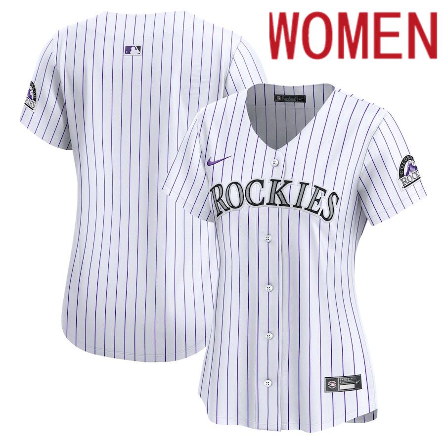 Women Colorado Rockies Nike White Home Limited MLB Jersey-0